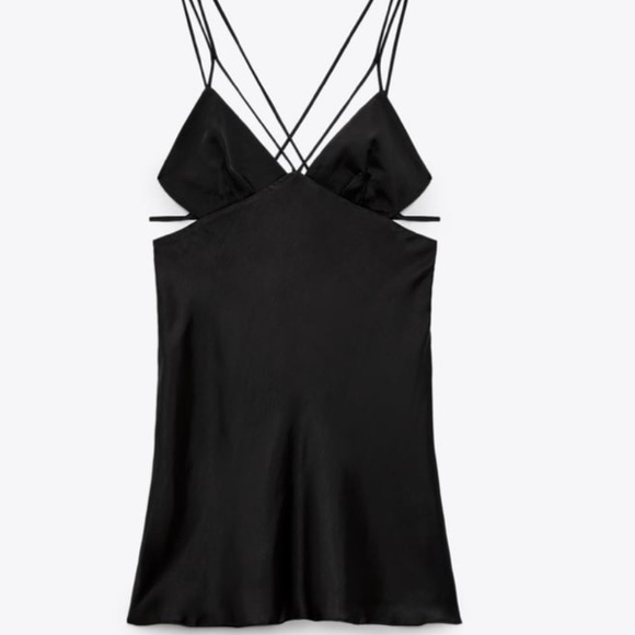 Zara Satin Effect Cut Out Dress - Picture 7 of 10